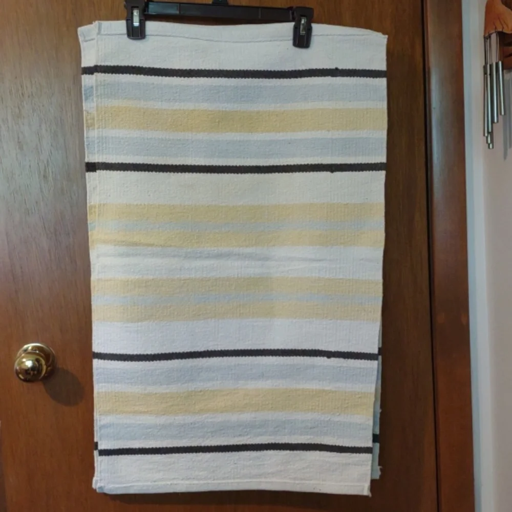 Lot of 2 Stripe 100% Cotton Rug Multicolor Reversible 18